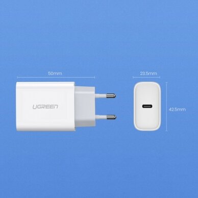 Ugreen USB Power Delivery 3.0 Greito Įkrovimo Buitinis Įkroviklis 4.0+ 18W 3A baltas (60450) (ctz220) 12