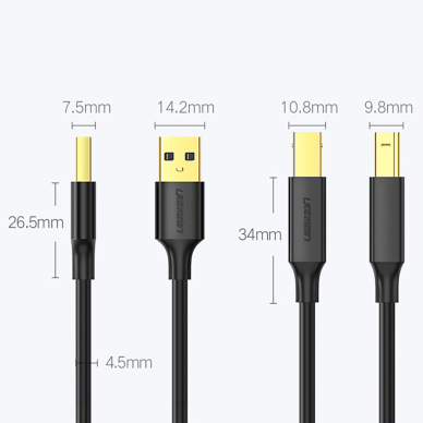 Ugreen USB Type B printer cable (male) - USB 2.0 (male) 480 Mbps 2 m Juodas (US135 20847) 8