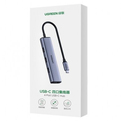 Jungčių Daugintuvas Ugreen USB Type C - 4x USB 3.2 Gen 1 Hub Sidabrinis (CM473 20841) UGLX912 4