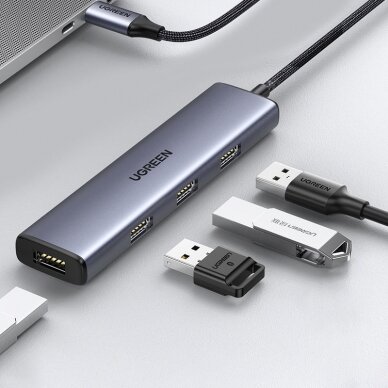 Jungčių Daugintuvas Ugreen USB Type C - 4x USB 3.2 Gen 1 Hub Sidabrinis (CM473 20841) UGLX912 5