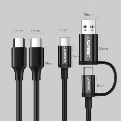 Kabelis Ugreen USB Type C 3A 3m Juodas (US286) 19