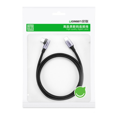 USB Kabelis Ugreen Type C - USB Type C angled cable Power Delivery 60 W 20 V 3 A 2 m Juodas and gray (US255 50125) 4