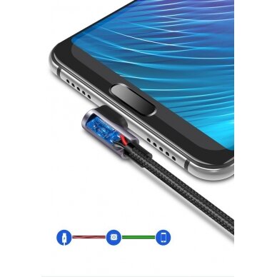 USB Kabelis Ugreen - USB Type C angled kabelis 2m 3A pilkas (50942)  UGLX912 7