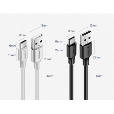 Ugreen USB - USB Type C Kabelis 480 Mbps 3 A 1,5 m Juodas (US287 60117) 10