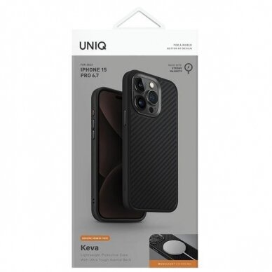 Uniq Dėklas Keva iPhone 15 Pro Max 6.7  Magclick Charging Juodas/carbon Juodas 7