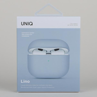 Dėklas ausinėms Uniq case Lino AirPods 3 Mėlynas 3