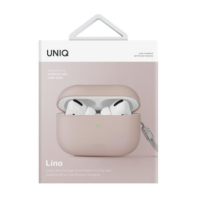 Dėklas ausinėms Uniq Lino AirPods Pro 2 gen Rožinis 4