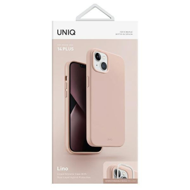 Dėklas Uniq case Lino iPhone 14 Plus Rožinis 6