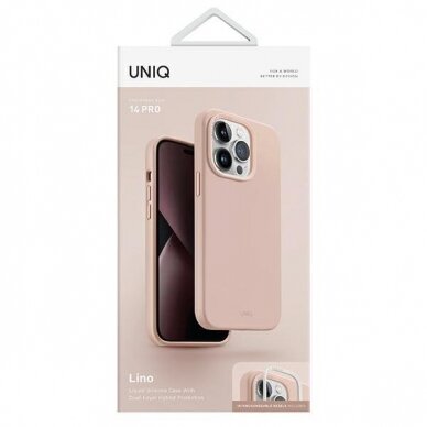 Dėklas Uniq case Lino iPhone 14 Pro Rožinis 6