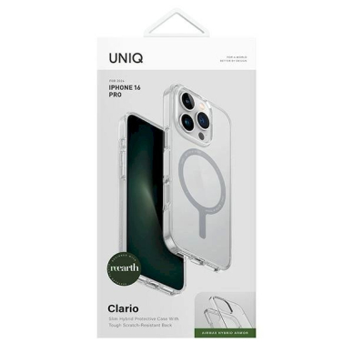 Uniq Clario iPhone 16 Pro 6.3 Magclick Charging Dėklas transparent/lucent clear 3