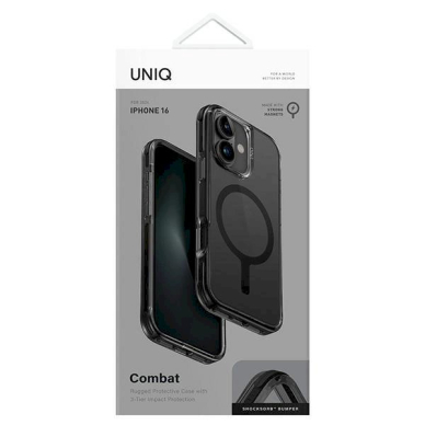 Uniq Combat iPhone 16 6.1 Dėklas Magclick Charging Juodas/carbon Juodas 3