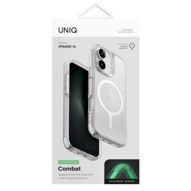 Uniq Combat iPhone 16 6.1 Magclick Charging Dėklas Baltas/lume Baltas 3