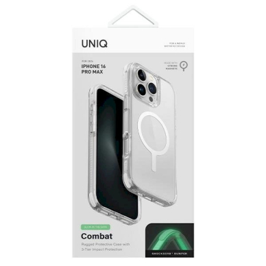 Uniq Combat iPhone 16 Pro Max 6.9 Magclick Charging Dėklas Baltas/lume Baltas 3