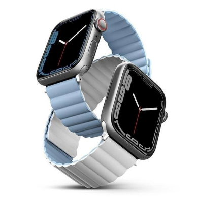 Uniq Dėklas Revix strap skirta Apple Watch 1/2/3/4/5/6/7/8/9/SE/SE2/Ultra 42/44/45/49mm. Reversible Magnetic Baltas-Mėlynas/Baltas-Mėlynas 1