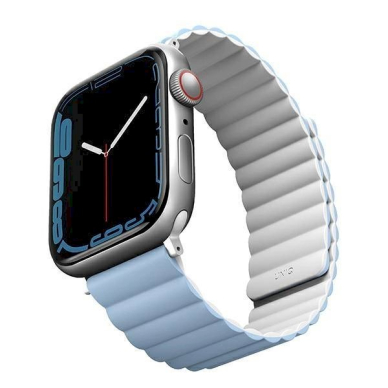 Uniq Dėklas Revix strap skirta Apple Watch 1/2/3/4/5/6/7/8/9/SE/SE2/Ultra 42/44/45/49mm. Reversible Magnetic Baltas-Mėlynas/Baltas-Mėlynas 2