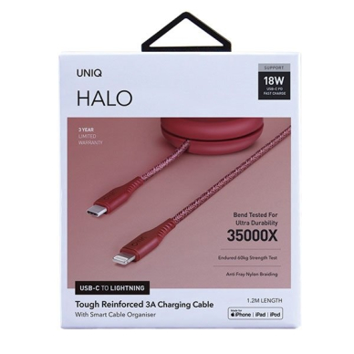 Kabelis  UNIQ MFI Halo USB-C-Lightning 18W 1,2m raudonas 5