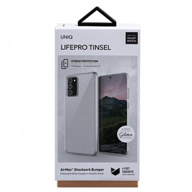 Uniq Lifepro Tinsel Protective Case skirta Samsung Galaxy Note 20 Transparent 1