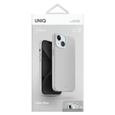 Dėklas Uniq Lino Hue iPhone 15 case 6.1  Magclick Charging light pilkos spalvos 5