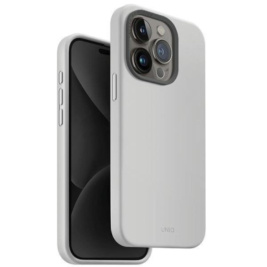 Dėklas Uniq Lino Hue iPhone 15 Pro 6.1  case Magclick Charging light pilkos spalvos/chalk pilkos spalvos