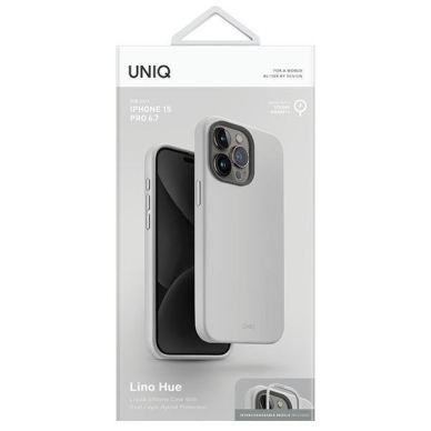 Dėklas Uniq Lino Hue iPhone 15 Pro Max 6.7  case Magclick Charging light pilkos spalvos/chalk pilkos spalvos 3