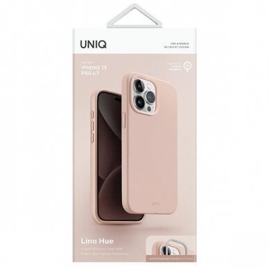 Dėklas Uniq Lino Hue iPhone 15 Pro Max 6.7  case Magclick Charging rožinis/blush rožinis 3