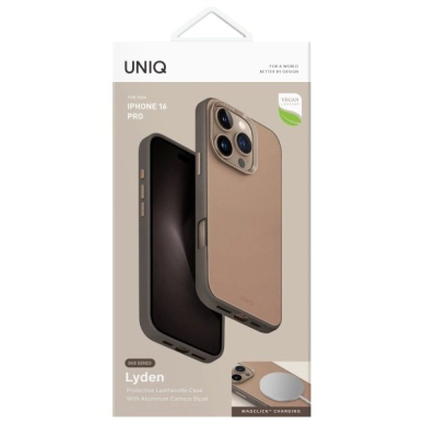 Uniq Lyden DS iPhone 16 Pro 6.3 Magclick Charging Dėklas brown-pilkas/flint pilkas 5