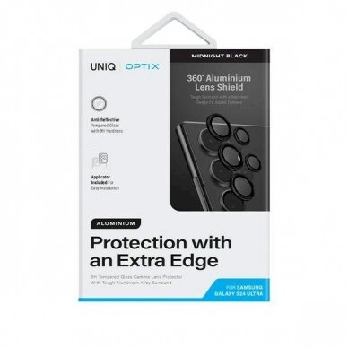 Uniq Optix Aluminum Camera Lens Protector Samsung Galaxy S24 Ultra camera lensapplicator - Juodas 1