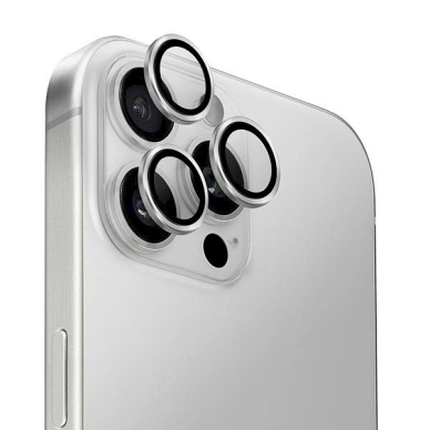 Uniq Optix Aluminum Camera Lens Protector iPhone 16 Pro 6.3 / 16 Pro Max 6.9 sterling silver camera lens glass with applicator