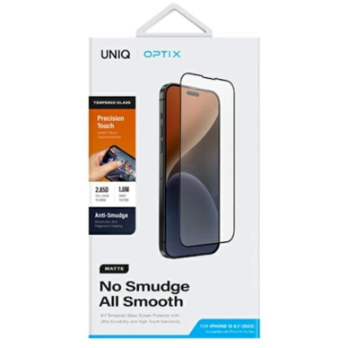 Uniq Optix Matte frosted tempered glass iPhone 15 Plus / 14 Pro Maxapplicator 5