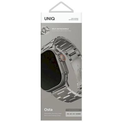 Uniq Osta Apyrankė Case skirta Apple Watch 42/44/45/ 49mm Series 1/2/3/4/5/6/7/8/9/SE/SE2/Ultra Stainless Steel Silver/Titanium Silver 3