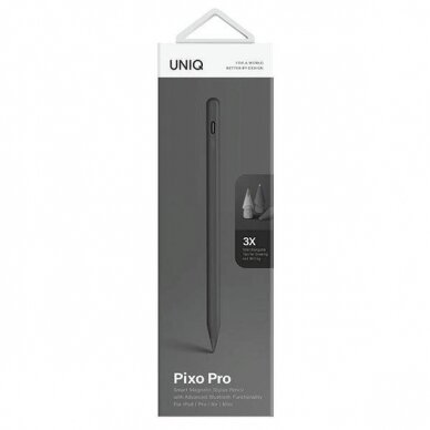 Uniq Pixo Pro Dėklas su magnetic stylus su wireless charging skirta iPad - pilkos spalvos 1