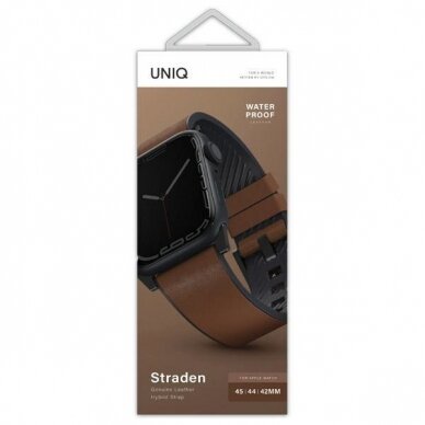 Uniq Strap Straden Apple Watch Series 1/2/3/4/5/6/7/8/9/SE/SE2/Ultra 42/44/45/49mm. Leather Hybrid Strap brown/brown 2