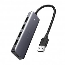 USB šakotuvas Ugreen CM219 USB-A to 4xUSB-A (MicroUSB Power Supply) pilkas