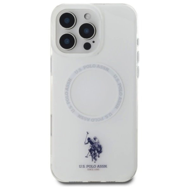 US Polo IML Ring MagSafe Dėklas iPhone 16 Pro Max - Baltas 2