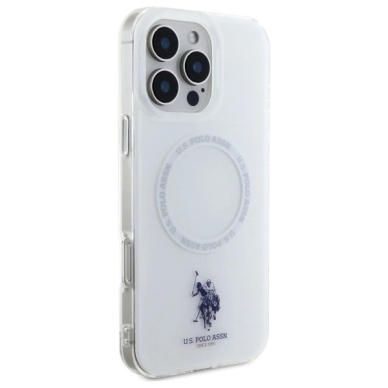 US Polo IML Ring MagSafe Dėklas iPhone 16 Pro Max - Baltas 3