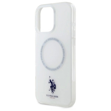 US Polo IML Ring MagSafe Dėklas iPhone 16 Pro Max - Baltas 5