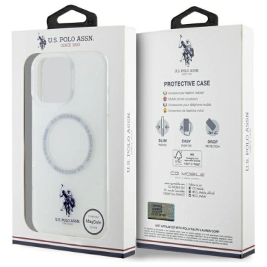 US Polo IML Ring MagSafe Dėklas iPhone 16 Pro Max - Baltas 7