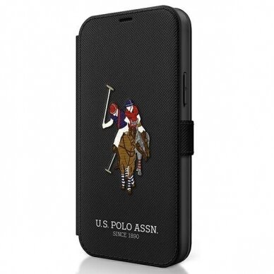 Originalus atverčiamas Us Polo dėklas Usflbkp12Mpugflbk Iphone 12/12 Pro juodas Polo Embroidery kolekcija