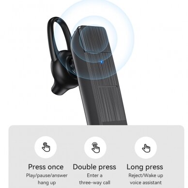 [Užsakomoji prekė] Usams - Bluetooth Headset BT2 (BHUBT201) - with Bluetooth V5.0 and Microphone - Juodos 8