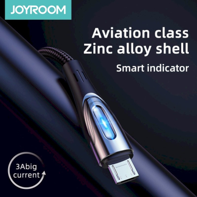 USB-A - micro USB Kabelis Joyroom S-M411 3A 1.2mcharging indicator - Juodas 5