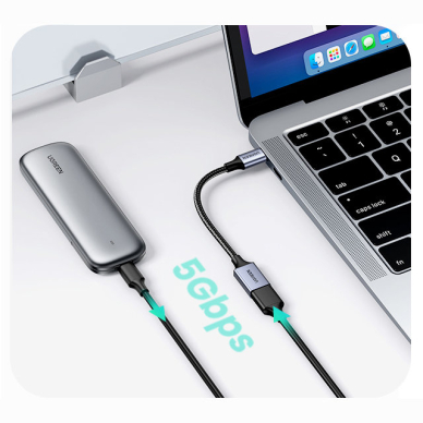 Adapteris USB C (male) - USB (female) 3.0 OTG cable 0.15m Ugreen US378 - Juodas 6