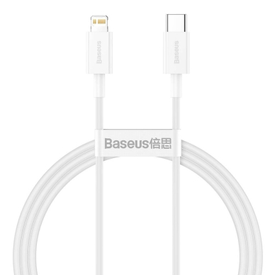 USB kabelis Baseus Superior iš Type-C į Lightning PD 20W 1.0m baltas CATLYS-A02