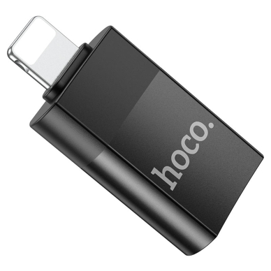 Akcija! ***Pažeista pakuotė *** Adapteris OTG Lightning į USB-A - Hoco (UA17) - Juodas  3