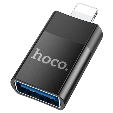 Akcija! ***Pažeista pakuotė *** Adapteris OTG Lightning į USB-A - Hoco (UA17) - Juodas