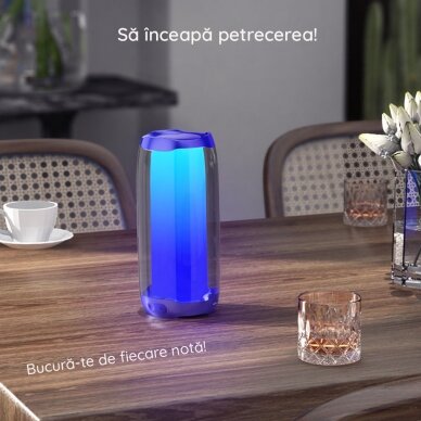 [Užsakomoji prekė] Nešiojamas Bluetooth garsiakalbis LED, Bluetooth 5.0, 10W - Hoco Pulsating (HC8) - Baltas 3