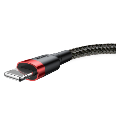 [Užsakomoji prekė] Įkrovimo Kabelis USB į Lightning 1.5A, 2m - Baseus Cafule (CALKLF-C19) - Raudonas Juodas 2