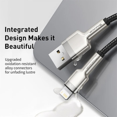 [Užsakomoji prekė] Įkrovimo Kabelis USB į Lightning 2.4A, 2m - Baseus Cafule (CALJK-B01) - Juodas 4