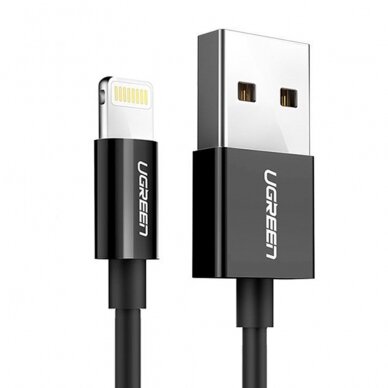 [Užsakomoji prekė] Įkrovimo Kabelis USB į Lightning, 2m - Ugreen (80823) - Juodas