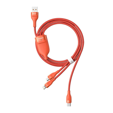 [Užsakomoji prekė] Įkrovimo Kabelis USB į Lightning, Micro-USB, Type-C 66W, 1.2m - Baseus Flash Series (CA1T3-07) - Oranžinis 4