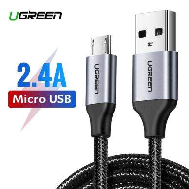 [Užsakomoji prekė] Įkrovimo Kabelis USB į Micro-USB QC 2.0, 2A, 1.5m - Ugreen (60147) - Juodas 3